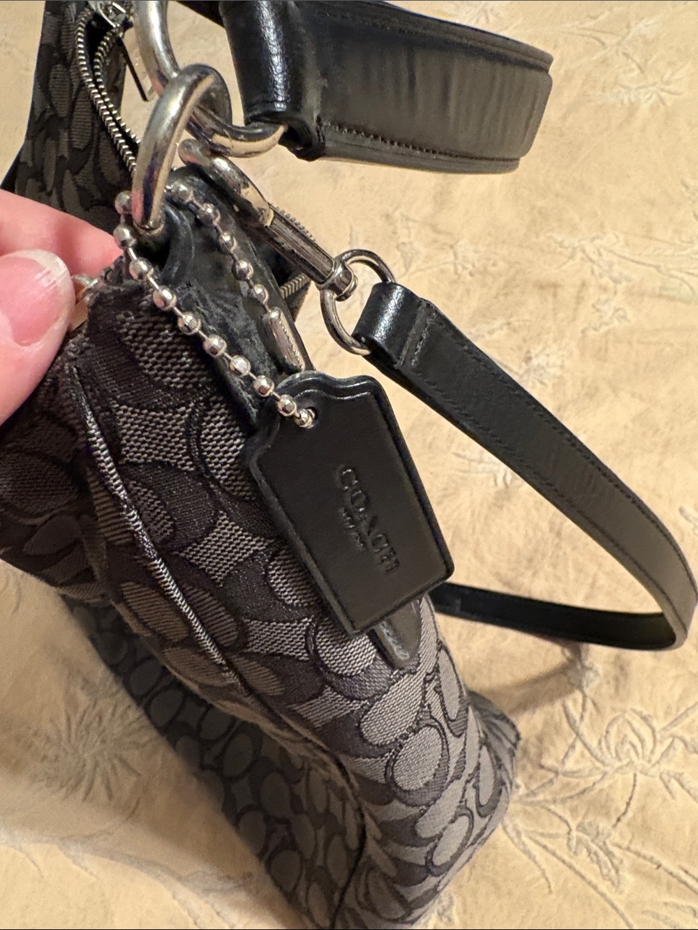 Coach Black Signature Canvas Shoulder Hobo - Picture 8 of 12
